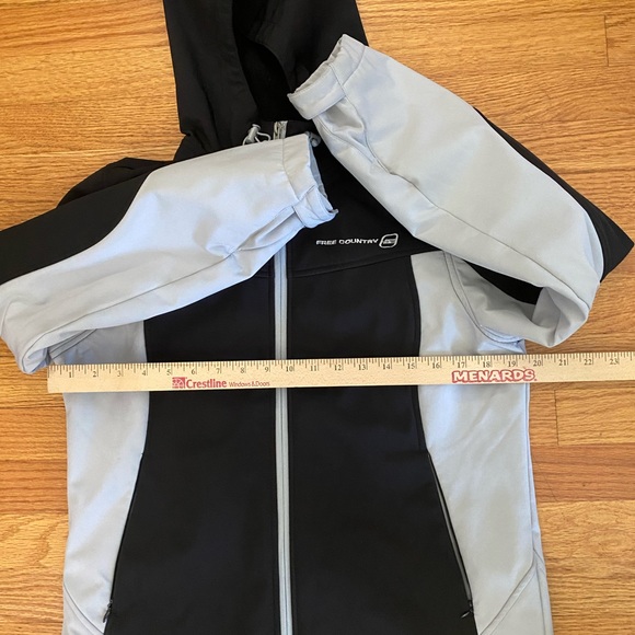 Free Country Jacket Adult Medium Black / Gray Hooded Zip Lined Soft Shell - Picture 9 of 10